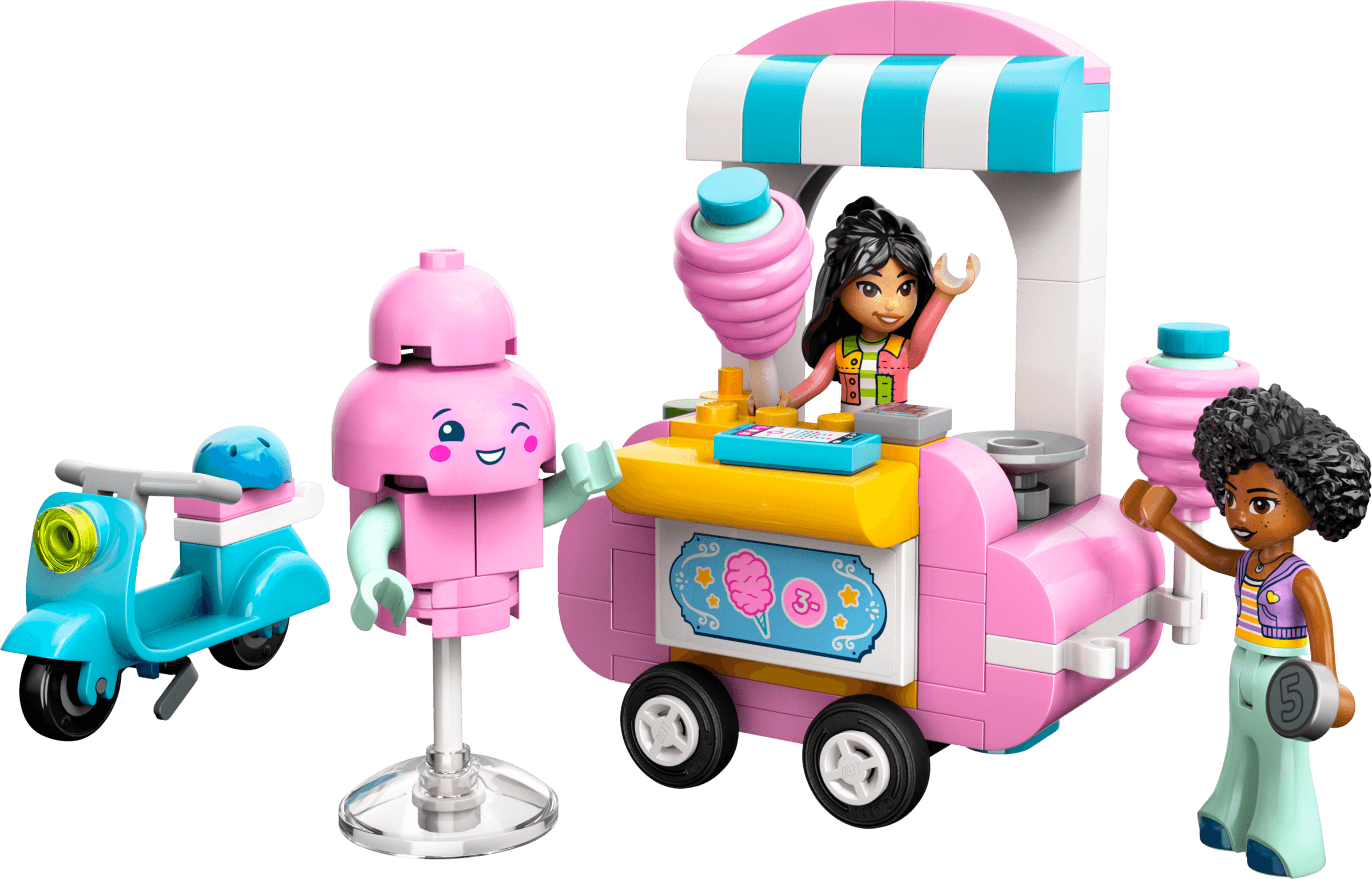 דוכן למכירת צמר גפן מתוק וקטנוע