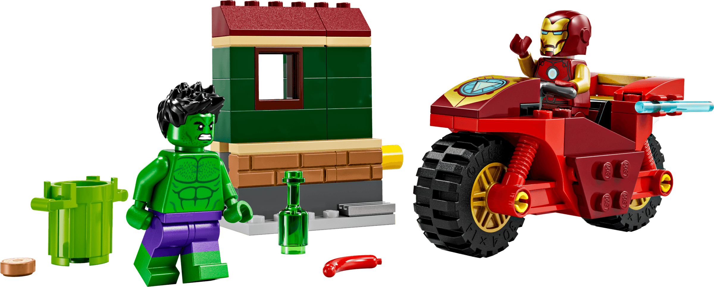 איירון מן עם אופנוע והענק הירוק