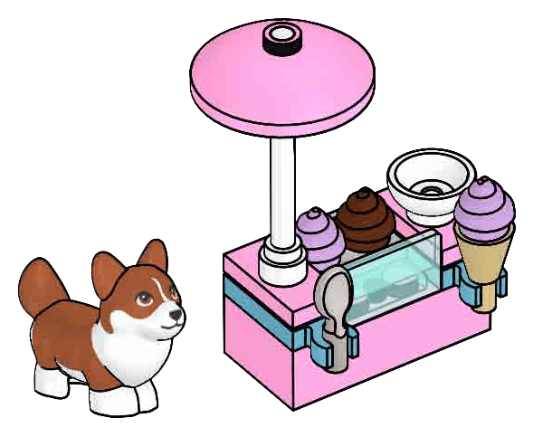 Corgi and Ice Cream Stand